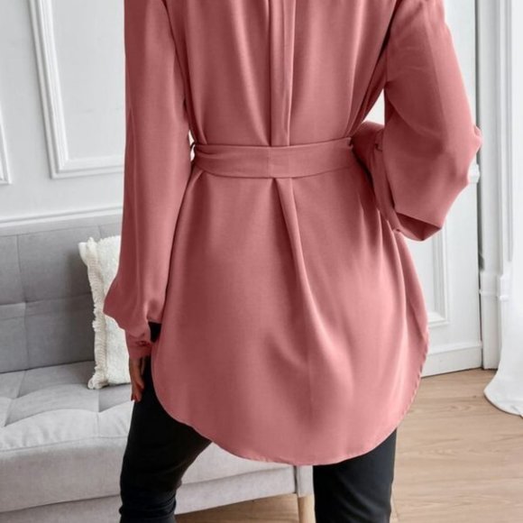 CHIC DOLLZ button down belted blouse - Picture 6 of 6